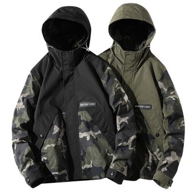 China 2021spring and autumn new hooded men's jacket camouflage windproof fashionable loose jacket for men custom made jackets coats color blocking for sale