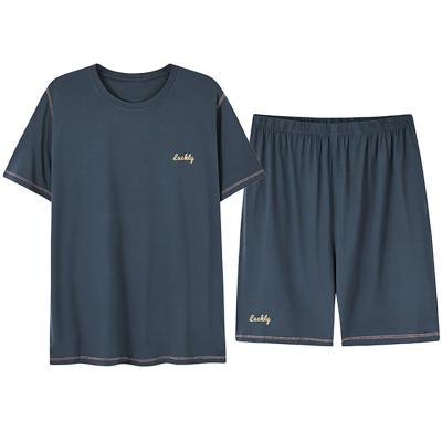 China 2021 summer men's breathable home clothes pajamas set short sleeve t-shirt with shorts 2 pieces set for sale