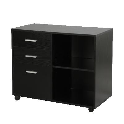 China GUYOU GD-37 Living Room Black Three Drawers Movable Storage Cabinet With Wheel for sale