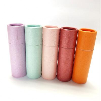 China Recyclable Push Cardboard Deodorant Round Boxes Empty Lip Balm 10G Card Tube for sale