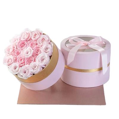 China Free Sample Materials Recycled Flower Gift Packaging Empty Paper Box With Ribbon Metal Hole for sale