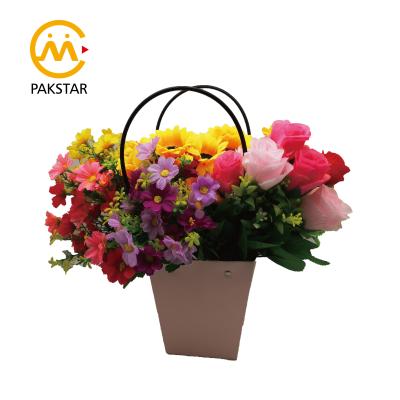 China Recyclable Cheap Waterproof Flower Bouquet Portable Trapezoid Foldable Paper Bag for sale