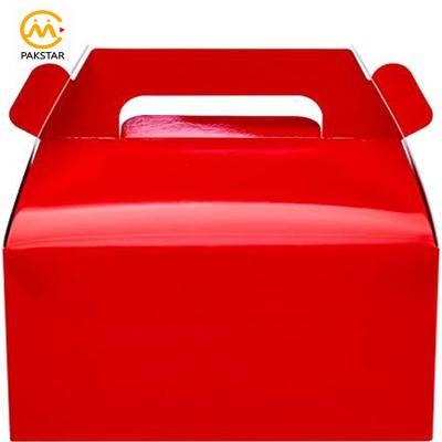 China Mini Recyclable Custom Red Green Coloring Printed Gable Folding Paper Portable Christmas Boxes for sale