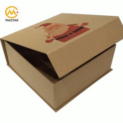 China Recyclable Recycled Brown Kraft Paper Christmas Cardboard Rigid Storage Box for sale