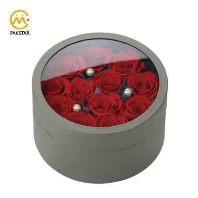 China Recyclable Custom Round Cardboard Wedding Favor Flower Gift Packaging Box With Clear Window for sale