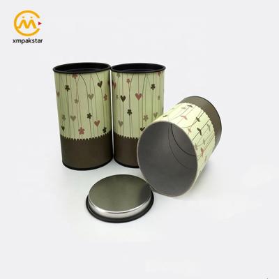 China Professional Product Food Grade Custom Printed Recyclable Round Cardboard Paper Tube Boxes With Metal Lid for sale