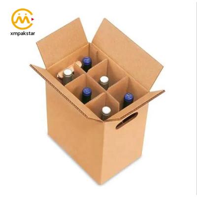 China Recycled Materials Customized Printed Paper Cardboard Six Wine Bottles Packaging Beer Box 6 Packs for sale