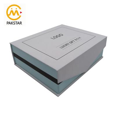 China New Arrival Recyclable Simple Elegant Gray Panel Custom Logo Printed Magnetic Closure Paper Cosmetic Gift Box for sale