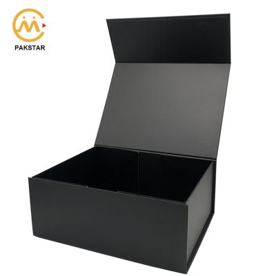 China Recyclable Custom Logo Black Foldable Cardboard Paper Gift Magnetic Package Box for sale