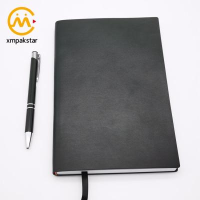 China Perfect Binding Customize Logo PU Soft Cover Grid Leather Drunks Lined Blank Diary Planner Notebook Agenda for sale