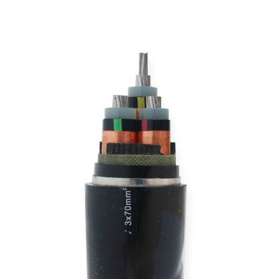 China Overhead / Construction / Household 3 Core Copper Conductor Medium Voltage Armored XLPE Insulated Electric Power Cable for sale