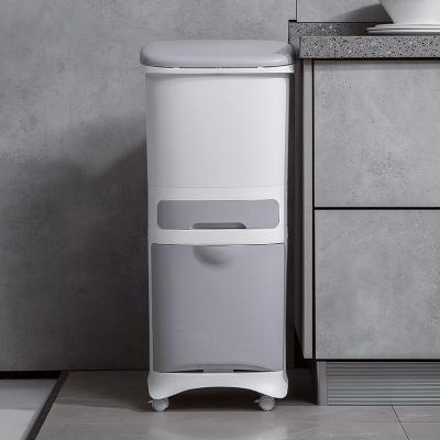 China Wholesale Price Custom Kitchen Viable Waste Separation Plastic Trash Cans for sale