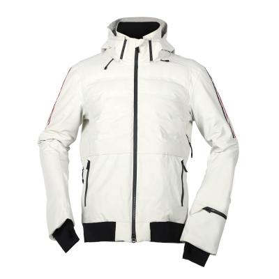 China Custom Made Men's Minimalist Style White Breathable Sportswear Hooded Ski Anorak Men Snow Ski Jacket Windproof Coat for sale