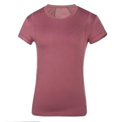 China Custom Women Sports Tee Ladies Anti-Wrinkle Casual Solid Color Short Sleeve T-shirt Yoga Clothing for sale