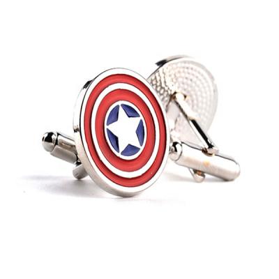 China Classic Captain America Shield Funny Stainless Steel Cufflinks Design For Mens Shirts for sale