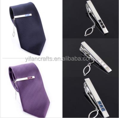 China Classic Hot Men's Metal Crystal Simple Necktie Tie Bar Clasp Clasp Silver Bridle Pin Gift for sale