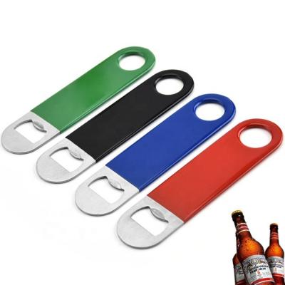 China Fashion Factory Wholesale Simple Stainless Steel Flat Dipped PVC Bottle Opener Beer Beverage Bottle Opener for sale