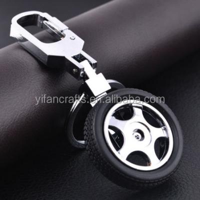 China Keyfob Leather Creative Car Key Chain Alloy 3D Tire Key Chain Promotion Gift Men's Car Key Chain for sale