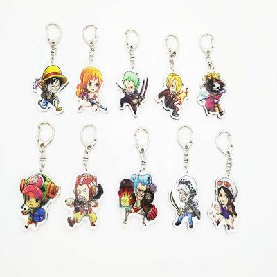 China Hot Sale Eco-friendly Lovely Fashionable Anime One Piece Cartoon Transparent Acrylic Key Chain for sale