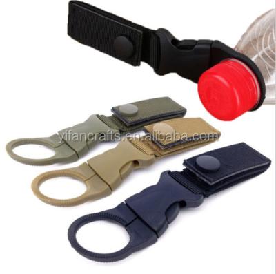 China Molle Webbing Buckle Hook Water Bottle Holder Carabiner Tactical Aluminum Nylon Clip for sale