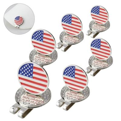 China Golf Cap Clip 1 Inch USA Mark Stars And Stripes Golf Ball Marker And Magnetic Cap Clip for sale