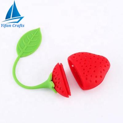 China Sustainable Kitchen Supplies Tea Strainer Strawberry Shape Non-Toxic Silicone Infuser Machines for sale