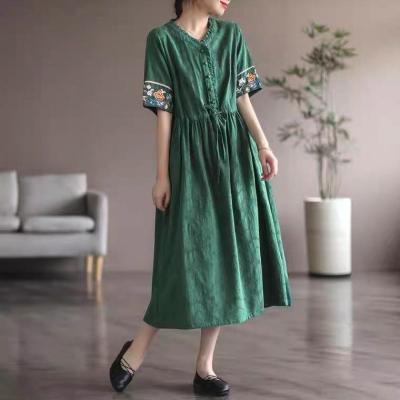 China FanLi Anti-Static Wholesale Bohemian Quilting Color Embroidered Ribbon Printed Elegant Women Dresses for sale