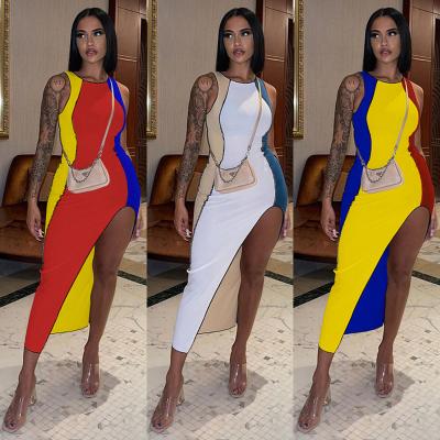 China FanLi 2022 anti-static new arrivals fashion casual patchwork sleeveless split women dress for sale