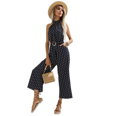 China FanLi 2022 New QUICK DRY Spring Polka Leg Wide Leg Pants And Dot French Dot Halter Sleeveless Overalls Summer Corset Pants for sale