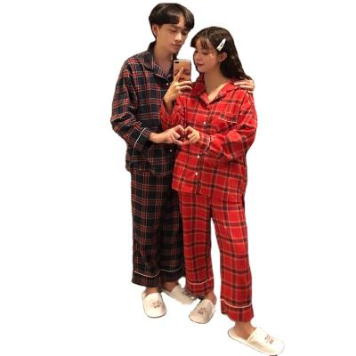 China FanLi QUICK DRY high quality summer long sleeve couple pajamas set comfortable solid simple classic cardigan sleepwear for sale