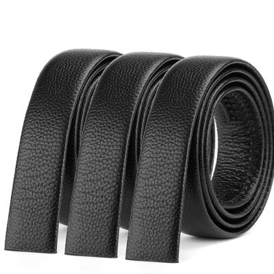 China First Lay Genuine Cowhide FanLi Leather Belt Strap 3.8 Cm Grain Cowhide Leather Belt Strap Holes No Buckle Men Belt for sale