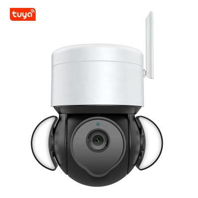 China Tuya Life WiFi 3MP IR Floodlight Outdoor Waterproof Mini PTZ Camera Smart App Security Motion Detection for sale