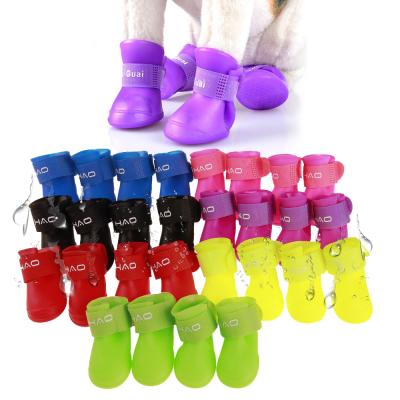 China Sustainable Designer Customized Rubber Summer Rain Protector Dog Boots Waterproof Shoes For Dogs for sale