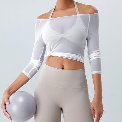 China Breathable Long sleeve Sports Bra Buttery Soft Workout Tops ladies transparent shirt for sale