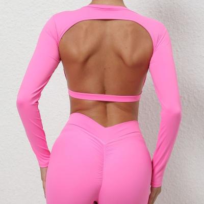 China Breathable 2023 Womens Active Jogger Workout Suits Gym Long Sleeve Crop Top Fitness for sale