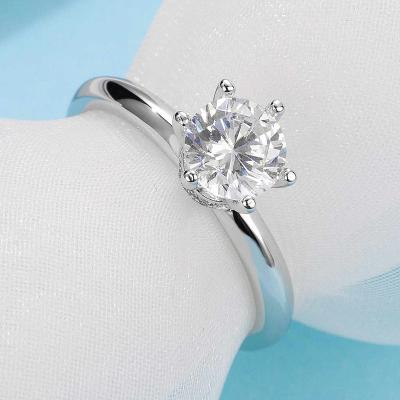 China 1 Ct Moissanite Diamond Christmas Gift 925 Sterling Silver Moissanite Ring VVS Moissanite Jewelry for sale