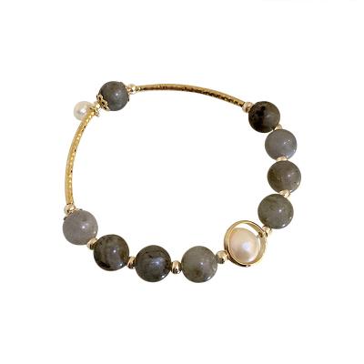 China Real Moonstone Pearl Gold Plating Charm Bracelet Casual/Sporty Baroque Women Bracelets for sale