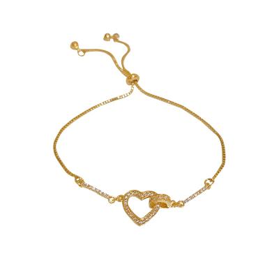 China Trendy Crystal Bracelet Real Zircon Heart Love Gold Plating Casual/Sporting Bracelets Women for sale