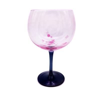 China Sakura Design Pink Gin Glass cheap modern set painted wine glass set with painted goblet for sale