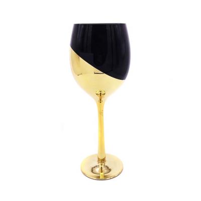 China Viable/Stocked Half Bar KTV Champagne Goblets Black Wine Glass Banquet Gold Plating Wine Glass Plating Wine Glass for sale