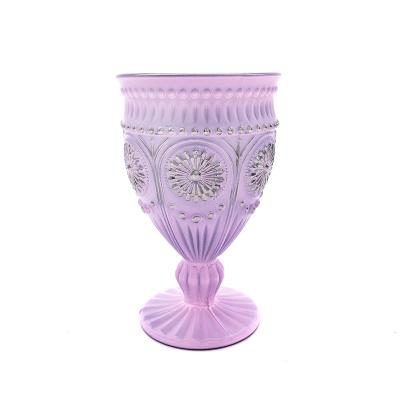 China Modern Warm Home Plating Wine Glass , Drinkware With Purple Color Electroplating Spraying Glass for sale