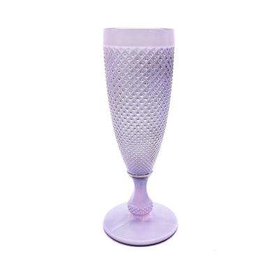 China Hot Selling Viable/Stocked Hand Painted Champagne Glass With Purple Color Purple Goblet for sale