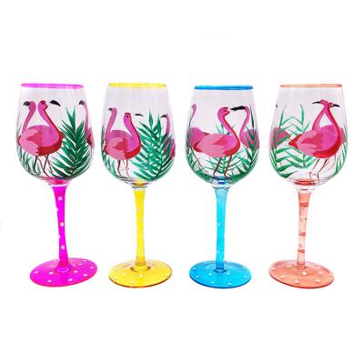 China Tableware Factory Wholesale Colorful Flamingo Wine Glass for sale