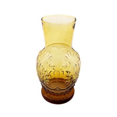 China Small Amber Glass Vase Home Decoration Art Decorative Flower Glass Vase Modern Hot Sale Ceremony Flower Vase for sale