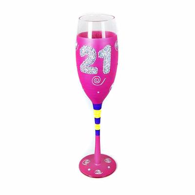 China Sustainable Durable Reusable Cups A Bright Diamond Decorates A Glass Celebrate Happy Birthday Champagne Flutes for sale