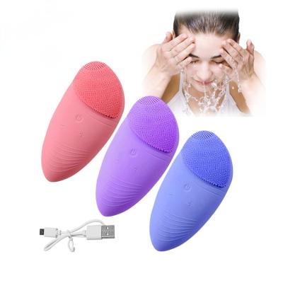 China Ultrasonic Acne Treatment Face Wash Cleansing Brush Vibrating USB Rechargeable Al Waterproof Exfoliating Facial Cleansing Brush for sale