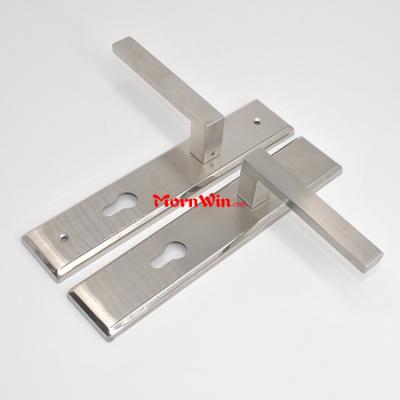 China Door Quality Stainless Steel Door Handle With 260mm Long Square Plate for sale