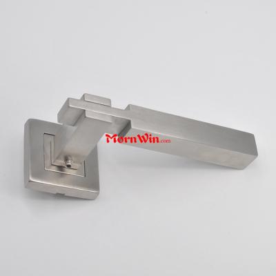 China LH151 Italy Modern Square Satin Stainless Steel Solid Door Lever Handle for sale