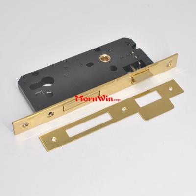 China Door Gold PVD Polished Finish Color 4585 Mortise Lock Body, Wooden Door Mortise Lock Body, 85mm Mortise Lock Body for sale