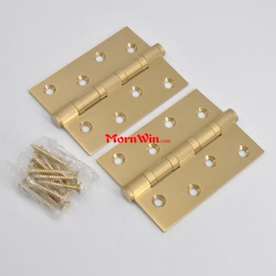 China Popular Satin Gold Door 4 Ball Bearing Brass Door Hinge With Steeple Finia for sale